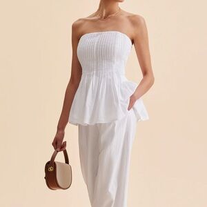White Strapless top WITH tailored pants